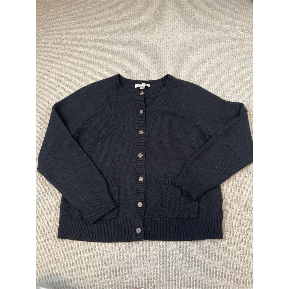 Pendleton Women's Large Cardigan Sweater  Lambswool Blend Black